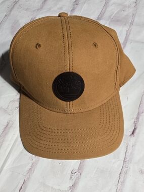 Timberland Brown Leather Patch Baseball Cap